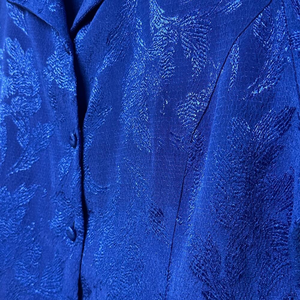 Vintage Christie & Jill Blue Jacquard Button Front Blouse Size 12 - Picture 6 of 8
